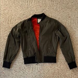 Lucky Brand Olive Bomber Jacket with Orange Lining
